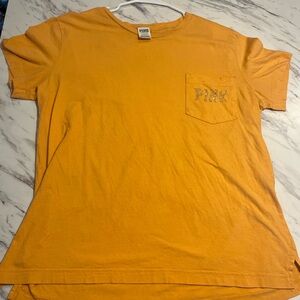 PINK Victoria's Secret Women's Tee in Bright Orange